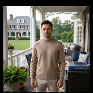 NWOT Club Monaco Men's Mock Turtleneck Sweater Putty Sz XL
